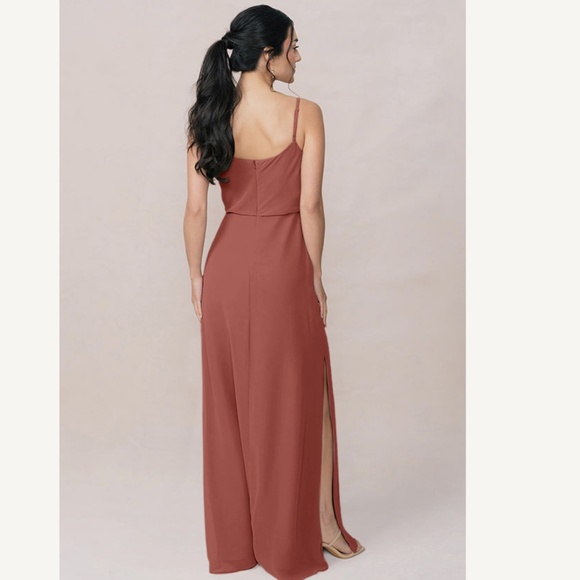 Revelry SKYE Chiffon Dress Rose Sleeveless Cowl Neck Maxi Dress 0 - Picture 2 of 8